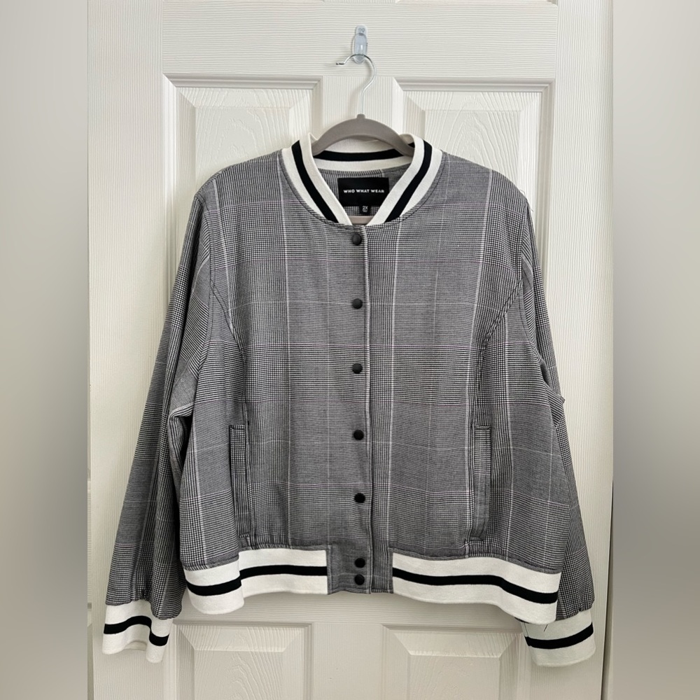 Who What Wear Varsity Houndstooth Jacket